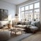Scandinavian studio apartment. Modest home interior design of modern living room