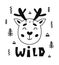 Scandinavian style childish poster with cute deer animal and hand drawn letters