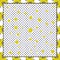 Scandinavian style: Cute scarf pattern in trendy colors on white navy into a cage background with polka dots.Frame from yellow