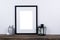 Scandinavian style empty photo frame mock up. Minimal home decor