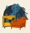 Scandinavian style interior vector illustration fragment