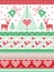 Scandinavian style and Nordic culture inspired Christmas, festive winter seamless pattern in cross stitch style with bells, trees