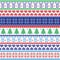Scandinavian style and Nordic culture inspired winter textile style pattern including Christmas gifts, tree, snowflakes, snow