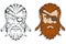 Scandinavian supreme god of Norse mythology - Odin. Hand drawing of Odin Head. Cartoon bearded man character. God Odin, Wotan,