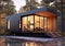 Scandinavian tiny home on lake with new modern minimalist design.AI Generative