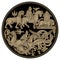 Scandinavian Viking design. Viking riders fight mythical animals - lions and dragons