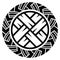 Scandinavian Viking design. Viking shield with northern runes and Old Celtic Scandinavian braided pattern
