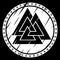 Scandinavian Viking design. Viking shield and the sign of the Old Norse God Odin - Valknut