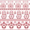 Scandinavian vintage Christmas Nordic seamless pattern with penguin, angel, teddy bear, xmas gifts, hearts, decorative ornaments,