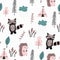 Scandinavian Woodland seamless pattern.