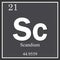 Scandium chemical element, dark square symbol