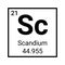 Scandium metal element symbol icon. Periodic table scandium element