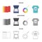 Scanner, color palette and other equipment. Typography set collection icons in cartoon,outline,monochrome style vector