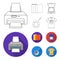 Scanner, color palette and other equipment. Typography set collection icons in outline,flat style vector symbol stock