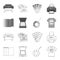 Scanner, color palette and other equipment. Typography set collection icons in outline,monochrome style vector symbol