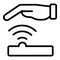 Scanning palm icon outline vector. Scan hand