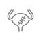 Scar on urinary bladder line icon. Transurethral resection of bladder, cystectomy, internal organ surgery symbol