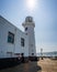 Scarborough lighthouse & bathing belle statue