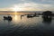 SCARDOVARI, ITALY, 2016-08-06: Fishing huts at Scardovari lagoon