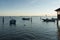 SCARDOVARI, ITALY, 2016-08-06: Fishing huts at Scardovari lagoon, italy