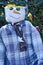 Scarecrow with Blue Plaid Shirt and Starry Scarf