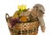 Scarecrow doll in harvest basket