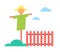 Scarecrow in Garden on Farm Cartoon Vector Icon