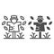 Scarecrow line and glyph icon. Garden doll vector illustration isolated on white. Jackstraw outline style design