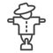 Scarecrow line icon, halloween concept, bogey in hat and shirt sign on white background, creepy protector of harvest
