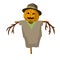 Scarecrow with a pumpkin head. Funny bogeyman with hat