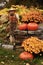 Scarecrow with pumpkins