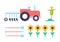 Scarecrow and Tractor Set Vector Illustration