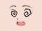 Scared anime face. Manga style funny eyes, little nose and kawaii mouth