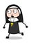 Scared Away - Cartoon Nun Lady Vector Illustration