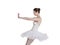 Scared ballerina portrait isolated on white background