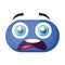 Scared blue emoji face vector illustration on a