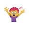 Scared boy with pink hair waving for help vector illustration on a