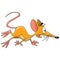 Scared cartoon mouse prepared to escape vector