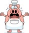 Scared Cartoon Pig Chef