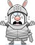 Scared Cartoon Rabbit Knight