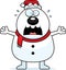 Scared Cartoon Snowman Santa