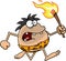 Scared Caveman Cartoon Character Running With A Torch