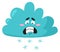 Scared cloud with falling snow. Cold weather emoji