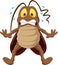 Scared cockroach cartoon on white background