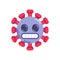 Scared coronavirus emoticon flat icon