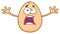 Scared Cracked Egg Cartoon Mascot Character With Open Arms