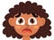 Scared emotion face. Little girl clipart with emotional expression