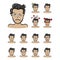 Scared face emotions malecharacter afraid . Handsome man emoji with various facial expressions.  illustration in cartoon