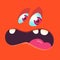 Scared funny cartoon monster face. Vector illustration.