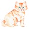 Scared ginger kitten. Watercolor illustration. Isolated on a white background. For design.